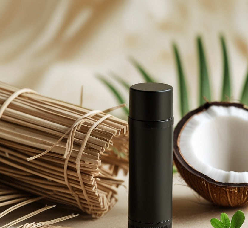 "Kiss Plastics Goodbye" Promotion: Biodegradable PLASTIC FREE Plant Fiber Lip Balm Tube In White, Black or Custom.