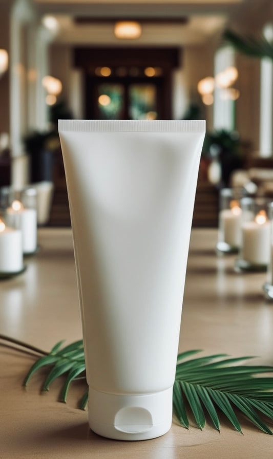 Hospitality: Biodegradable PLASTIC FREE Plant Fiber Lotion Tube. Available In White, Black Or Custom